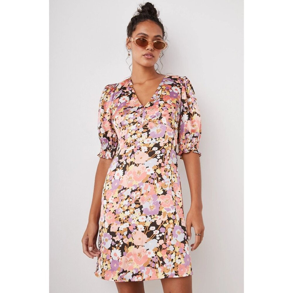 Rails Roma Floral Victorian Baby Doll Puff Sleeves V-Neckline Angel core‎ Dress